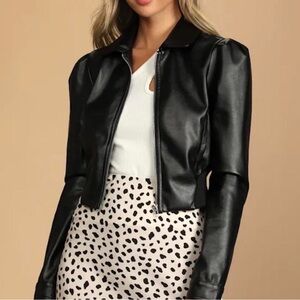 Lulu's Black Leather Jacket for Women